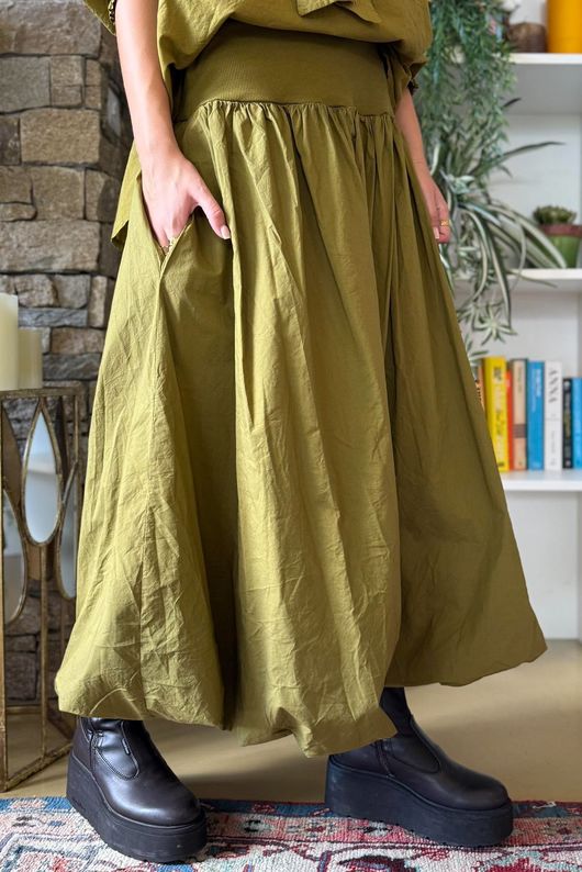 Paloma Tela Bubble Skirt Olive